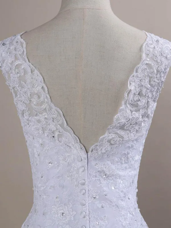 Beaded Lace Backless Mermaid  Wedding Dresses
