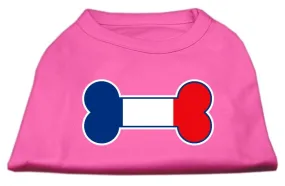 Bone Shaped France Flag Screen Print Shirts Bright Pink XXXL(20)