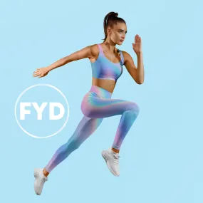 FYD High Rise Recycled Leggings with pockets in Iridescent Blue