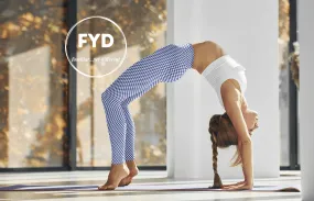 FYD size inclusive Leggings with pockets in blue & white check print also in pink