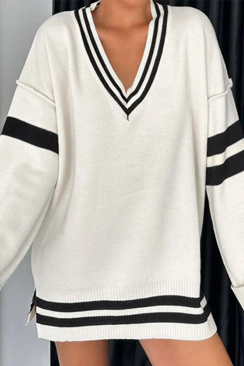HWR1186 Varsity V-Neck Sweater