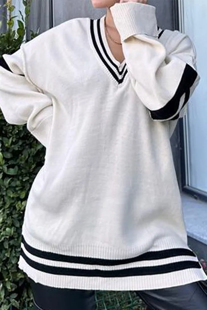 HWR1186 Varsity V-Neck Sweater