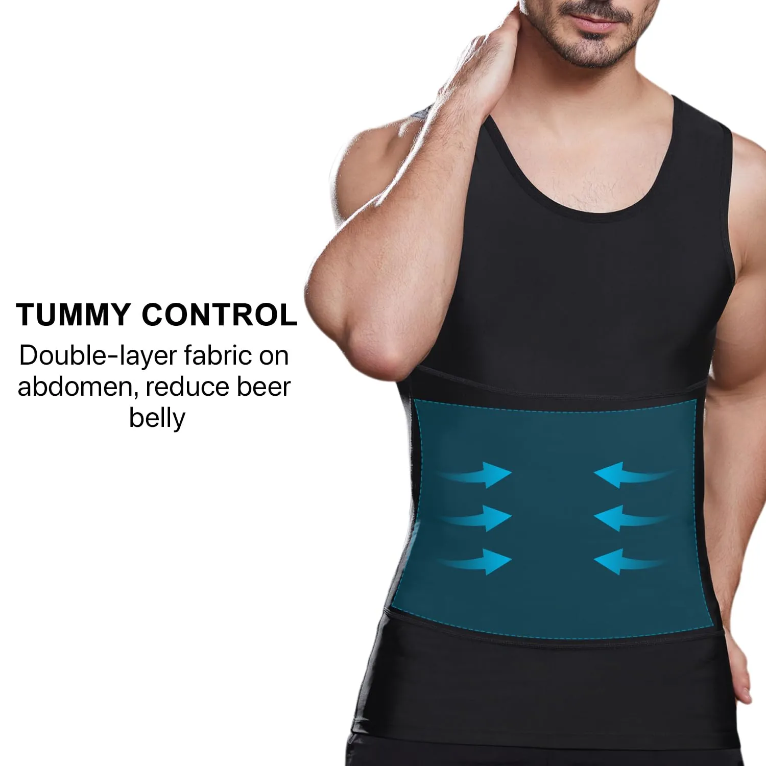 Lgtfy Mens Slimming Body Shaper Vest, Gynecomastia Compression Shirts, Tummy Control Undershirts - Change in Seconds
