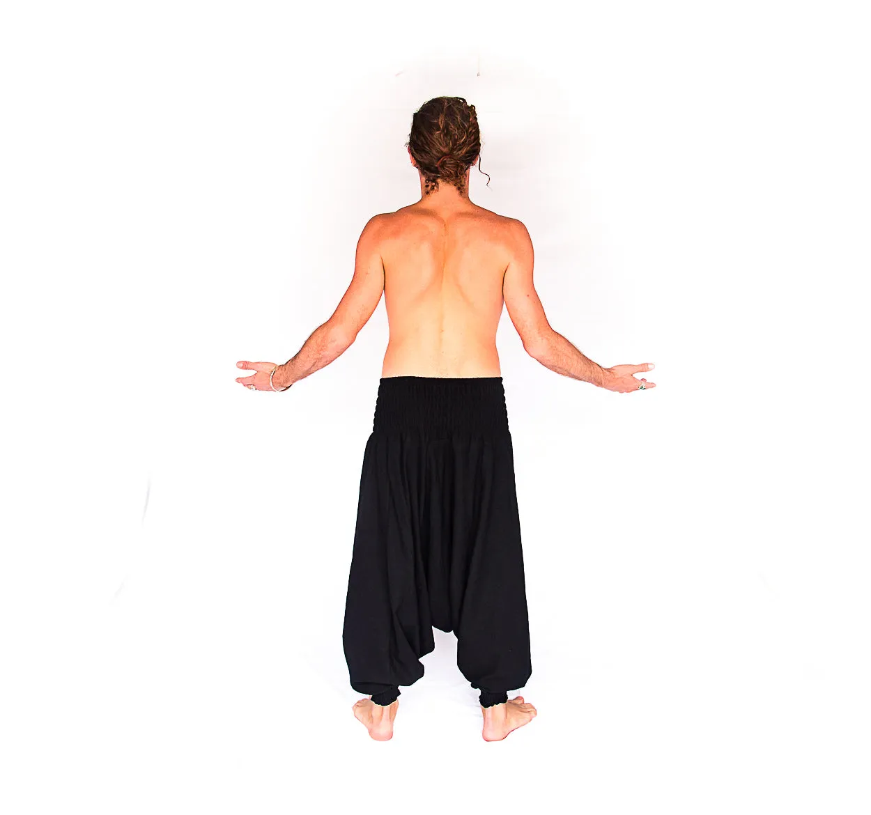 Men's Low Cut Harem Pants in Black