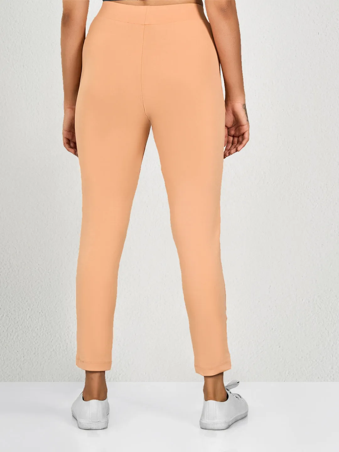 Peach Solid MS Yoga Pants