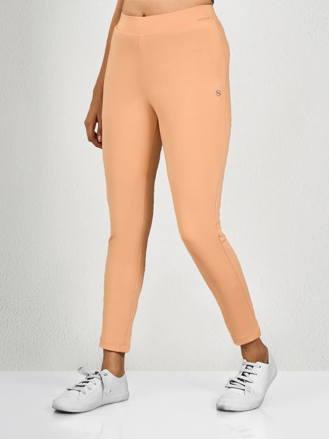 Peach Solid MS Yoga Pants