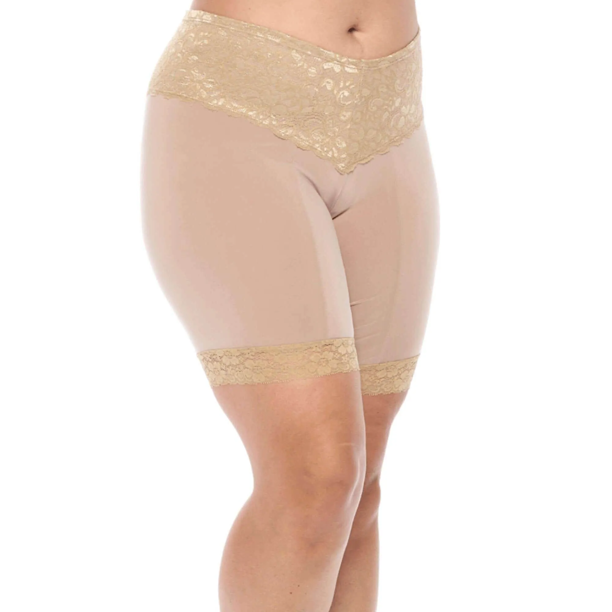Signature Lace Shortlette Slipshort 9" | Beige