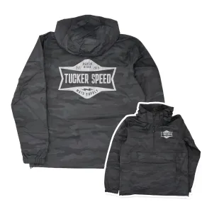 Tucker Speed Water Resistant Windbreaker Anorak Jacket - Black Camo / Gray
