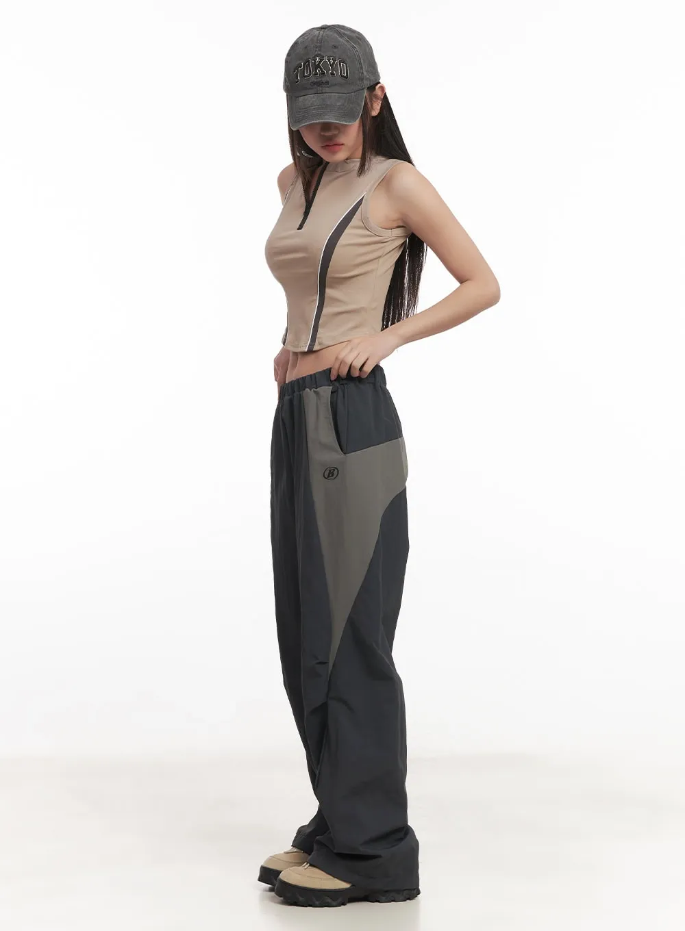 Two-Tone Nylon Track Pants CM528