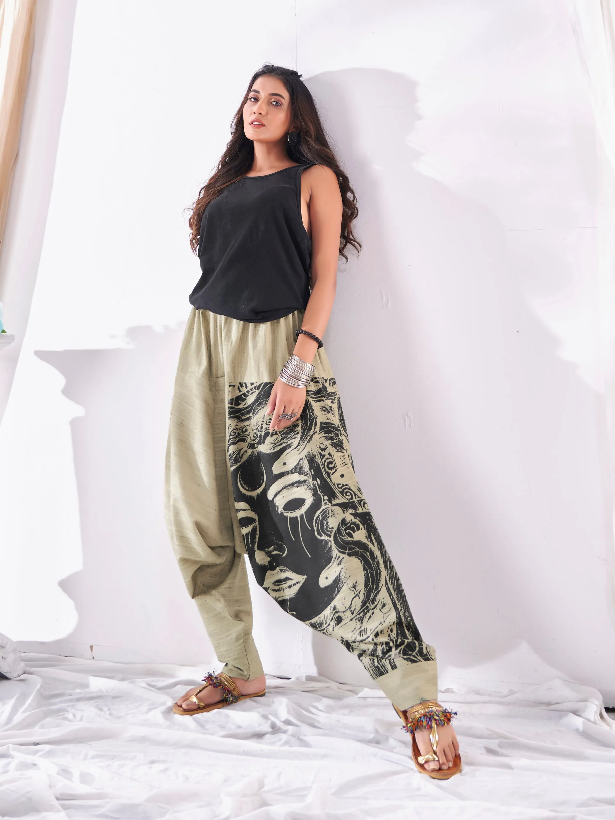 Women's Unique Khaki Hippie Boho Harem Pant For Yoga Dance Travel Track Pant