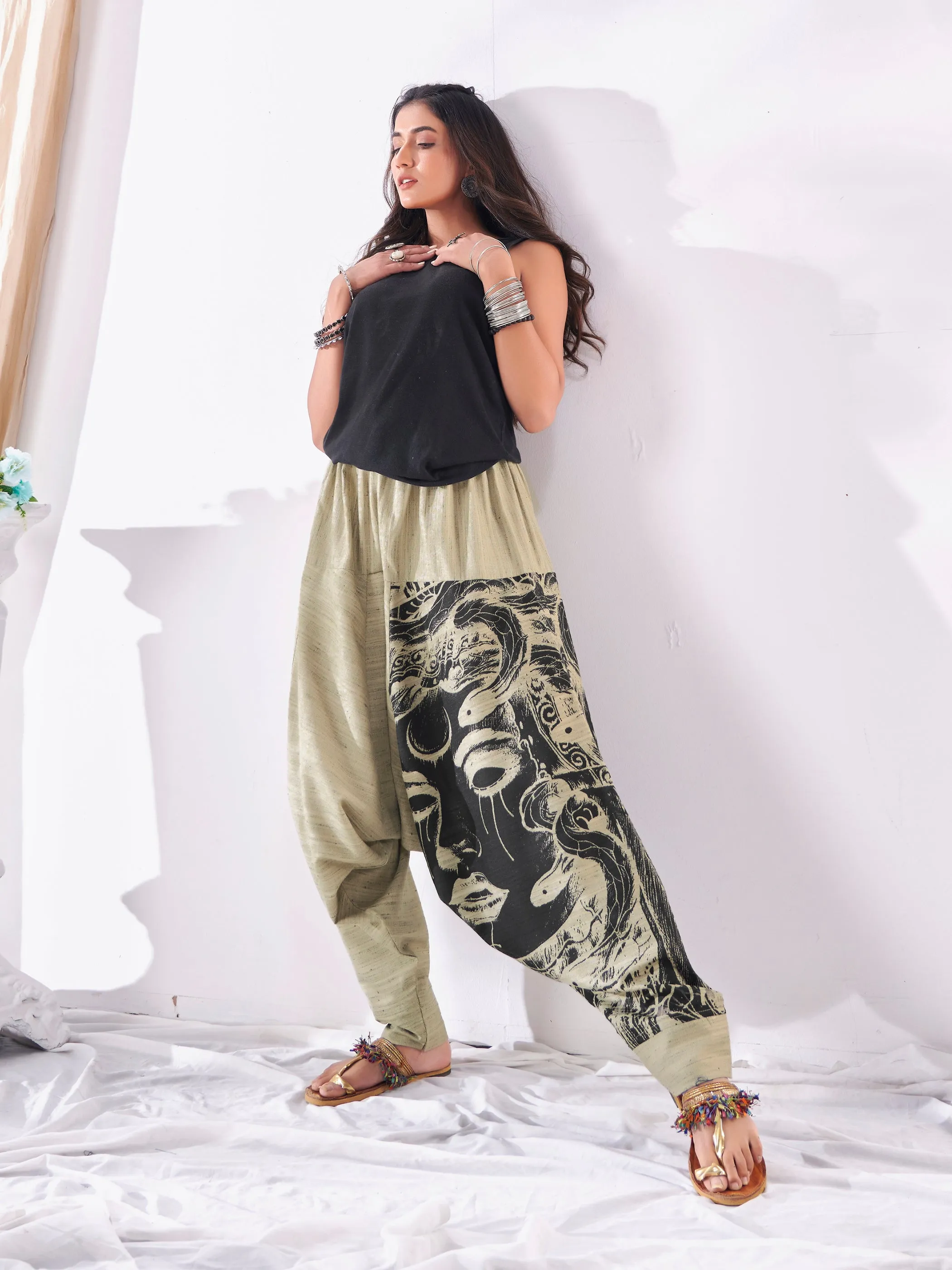 Women's Unique Khaki Hippie Boho Harem Pant For Yoga Dance Travel Track Pant